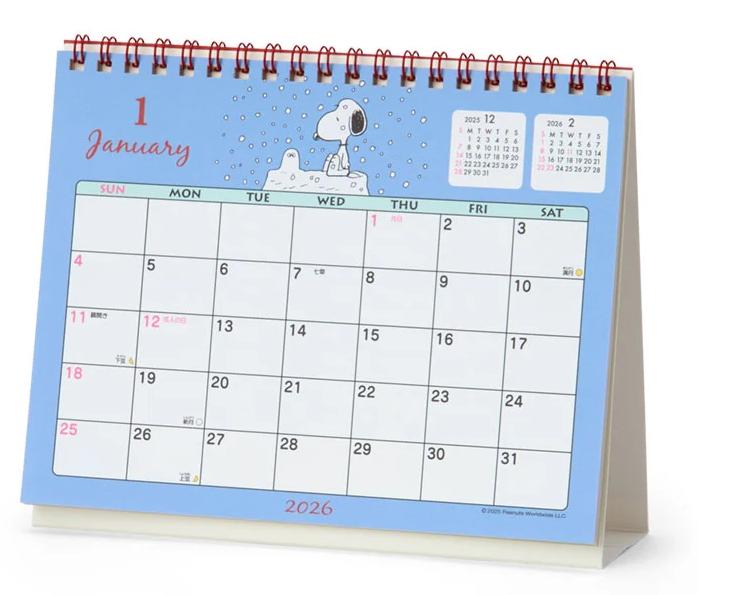 Sanrio Snoopy Кольцевой календарь 2026 Япония НОВЫЙ Персонажи Sanrio