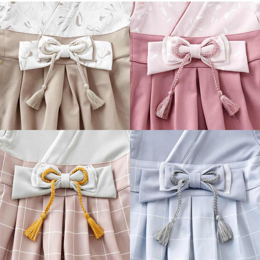 Hakama Romper Baby Kimono [EMOKA] (80cm, Pink/Poppy)
