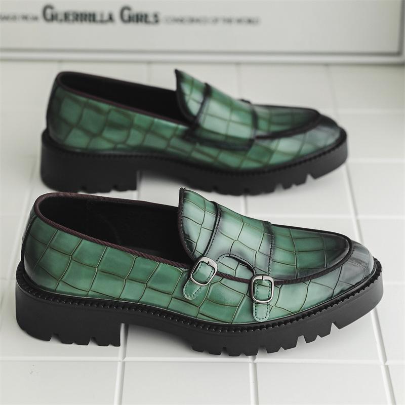 8670 Лоферы Однопедальные Лоферы Модные повседневные кожаные туфли Мужские туфли на платформе, увеличивающие рост Лоферы с двойной пряжкой