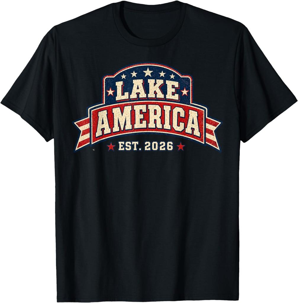 Винтажная футболка Lake America EST 2026 Патриотическая
