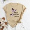 Summer Women's Butterfly Letter Print Loose Round Neck Casual Pure Cotton Short Sleeved T-shirts Women's