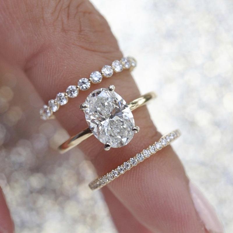 Ослепительные женские кольца золотого цвета с круглыми белыми камнями, набор для вечеринки, аксессуары, подарок