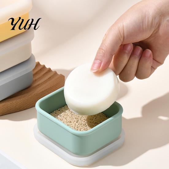 Multipurpose Small Items Storage Case Portable Silicone Soap Box with Lid, Travel Mini Square Waterproof Lid Case, Reusable Container for Camping Gym