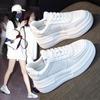 Новые кожаные женские белые повседневные кроссовки из вулканизированной кожи для спорта, ходьбы, бега, на платформе, на плоской подошве