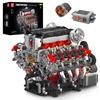 Mould King 10130 MOC Technology (V8) 8-Cylinder Inline Gasoline Engine Cylinder Kit, 3.9 Liter Twin-Turbo V8 Engine Technology Clamp Block Kit,