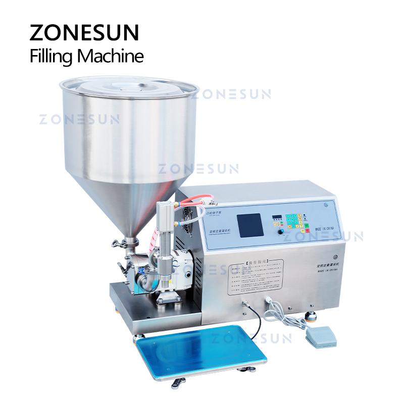 ZONESUN Rotor Pump Paste Filling and Weighing Machine Viscous liquid Chili Sauce Packaging Production Manufacture Line ZS-RPW1