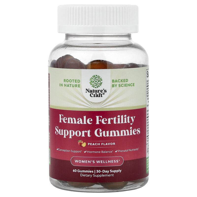 Female Fertility Support Gummies, Peach , 60 Gummies