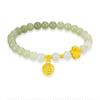 999 Pure Gold & Hetian Jade Women's Bracelet with Lotus, Seed Pod, Bamboo, and Lily of the Valley Design
