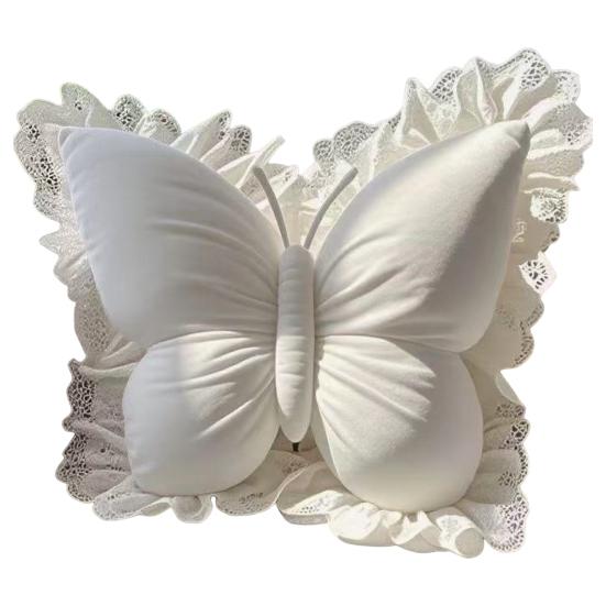 Декоративная подушка-бабочка, плюшевая подушка-бабочка с кружевной оборкой, декоративная подушка для спальни, для дивана в гостиной, кровати, автомобиля