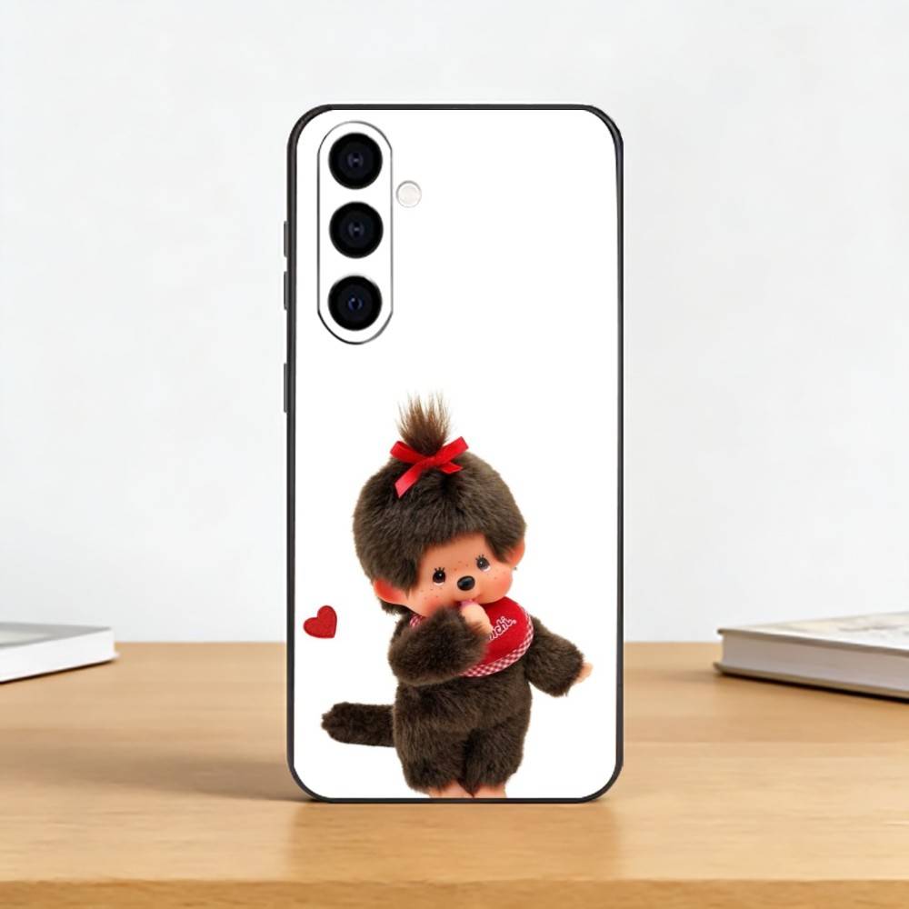Cute M-Monchhichi Phone Case For Samsung Galaxy A73,A72,A71,A70,A53,A52,A51,Soft Silicone Black Cover