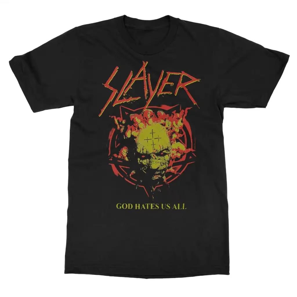 2026 Летняя Мода Трендовая Футболка Slayer Графический Принт Унисекс Мужская Женская Летний Хлопок Оверсайз Y2k Короткий Рукав Модная Футболка