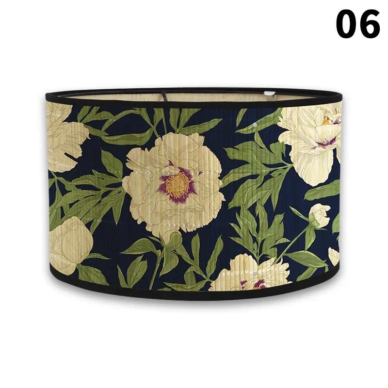 E27 Винтажные абажуры с цветочным принтом из бамбука ручной работы, чехол для лампы для бара, кафе, настенный светильник, люстра для домашнего декора