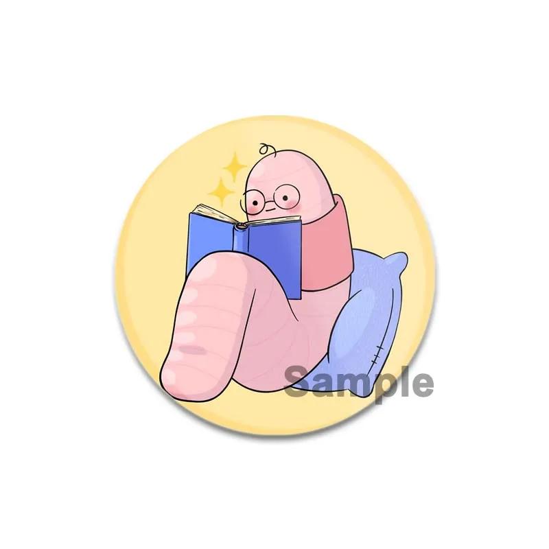 32/44/58 мм значок на лацкан в виде утки в стиле панк, значок в виде книжного червя, брошь в виде лягушачьего пальца, бобы, для рюкзака, одежды, эмалевые булавки ручной работы, украшения в стиле аниме, подарки