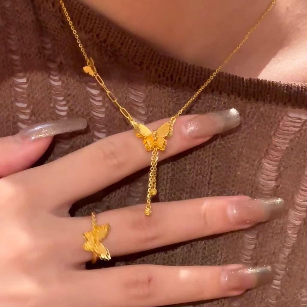 Позолоченное ожерелье-чокер с кисточкой в виде феи-бабочки - Женские роскошные аксессуары для ключицы