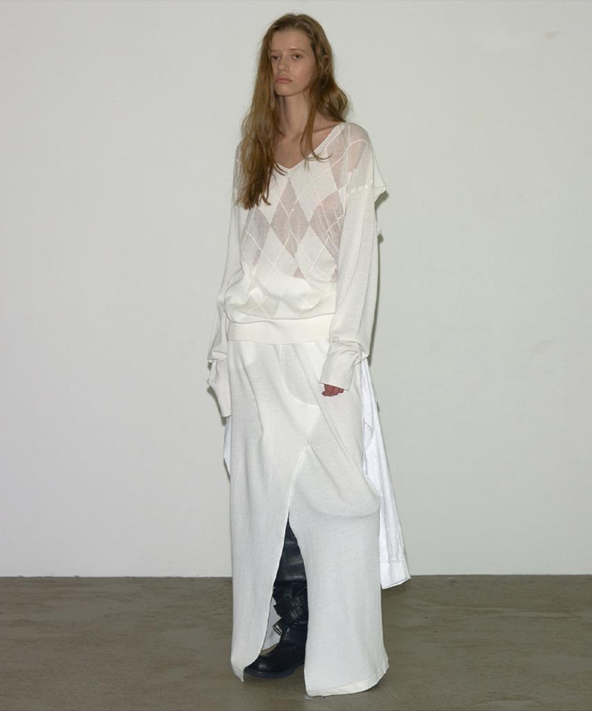 Sio T Layered Long Slit Skirt Ivory