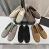 Зимняя обувь Женские Новые Шерстяные Цельнокроеные Женские Лоферы Низкий Каблук Модные Повседневные Однофутовые Слипоны Теплая Женская Обувь
