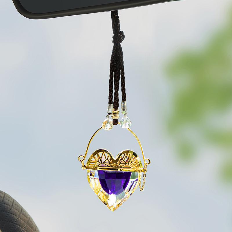Heart-Shaped Geometric Car Perfume Pendant - European & American Design
