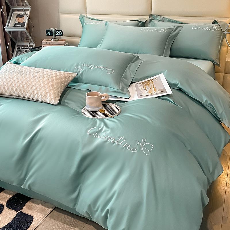 Роскошный комплект из 4 предметов из длинноволокнистого хлопка Синьцзяна: Осенне-зимние простыни, пододеяльники и постельные принадлежности