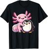Cute Axolotl Hugging Penguin T-Shirt Harajuku Print Original Design Gifts T Shirts Funny Shirt Print On Demand Y2k Camisas