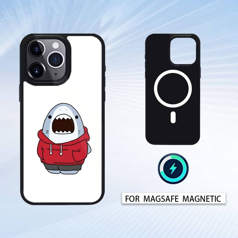 Cute and funny cartoon shark Phone Case For iPhone17,16,15,14,13,12,Pro,Max,Magnetic For Magsafe Wireless Charging