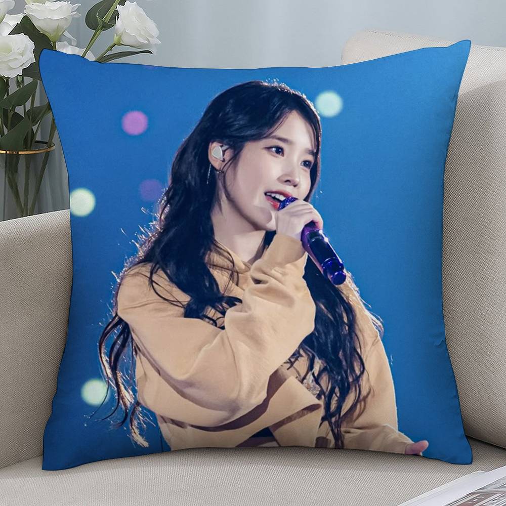Kpop I-IU Милая наволочка Короткий плюш Двусторонняя печать Квадратные наволочки для диванных подушек Домашний декор для подушек