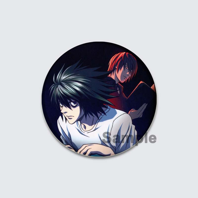 32/44/58mm Fashion Accessories Broochs Anime Death Note Cosplay Badges Round Cartoon Figure L·Lawliet Killer Yagami Pins for Backpacks Gift