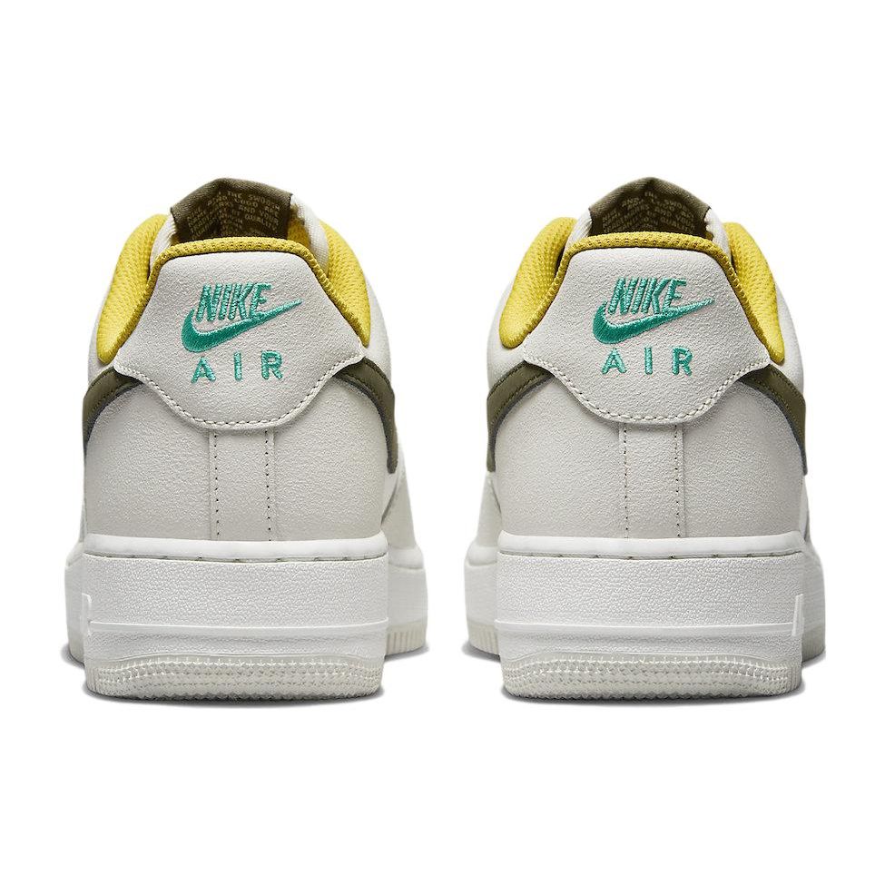 Nike Air Force 1 Low Premium Light Bone Cargo Khaki Мужские кроссовки кремового цвета Summit-White Vivid-Sulfur FV3628-031