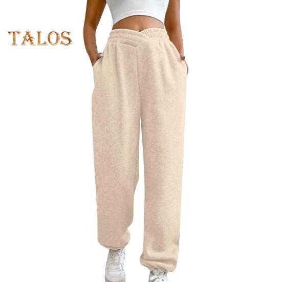 Женские спортивные штаны с высокой талией, свободные спортивные штаны с карманами, кроссоверы, спортивные штаны, удобные брюки для тренировок