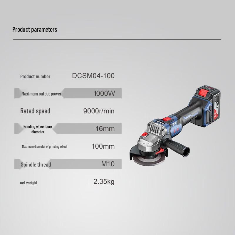 DCA Dongcheng 630W Cordless Brushless Slim Handle Angle Grinder CN plug (adapter included)