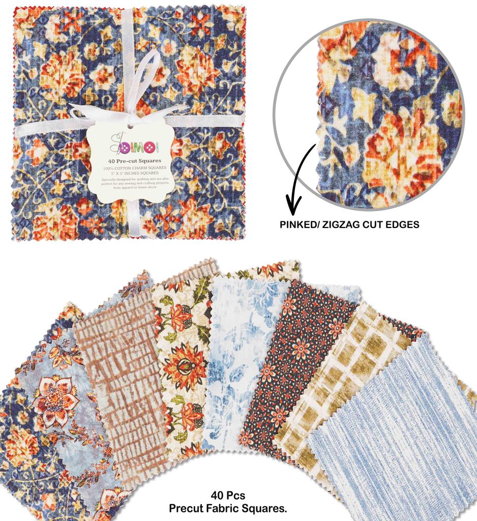 Soimoi Цветочный цветочный принт с текстурным принтом, предварительно вырезанная 5-дюймовая хлопчатобумажная ткань, стеганая квадратная ткань, очаровательный набор, сделай сам, лоскутное шитье, ремесло-