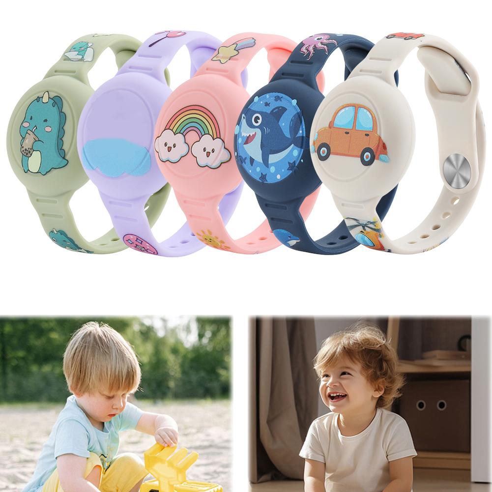 For Airtag Holder Bracelet Airtags Case Straps Cute Cartoon Watchband GPS Tracker Waterproof Silicone Holder