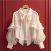 Women's Autumn French-style Pretty Design Bow Long-sleeved Shirt