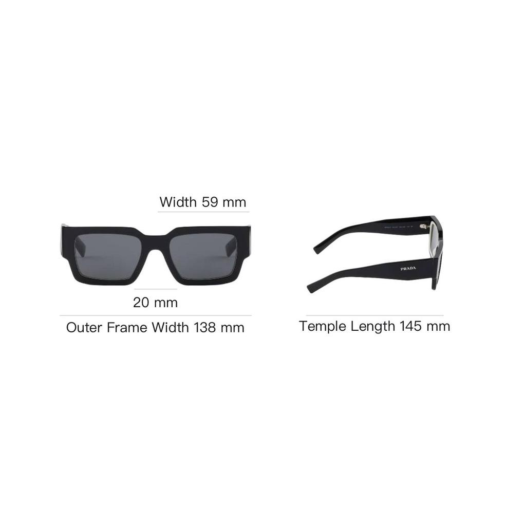 Prada Full Frame Detail Acetate Square Sunglasses Unisex sunglasses Black SPRB17_E16K_FE08Z_C_054