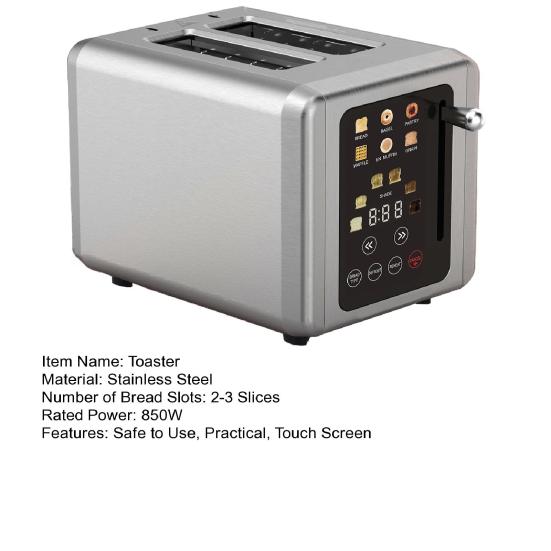 Хлебопечка с 6 настройками оттенков, простой в очистке, цифровой таймер, тостер со звуковой функцией, умный тостер с широкими отделениями