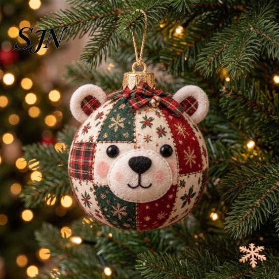 Handmade Holiday Home Decor Christmas Patchwork Ball DIY Kit, Fabric Ornament Sewing Xmas Quilting Set Craft Kit for Adults, Tree Decoration