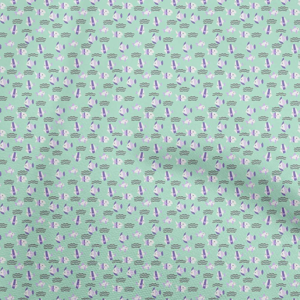 oneOone Cotton Flex Mint Green Fabric Underwater Sewing Material Print Fabric By The Yard 40 Inch