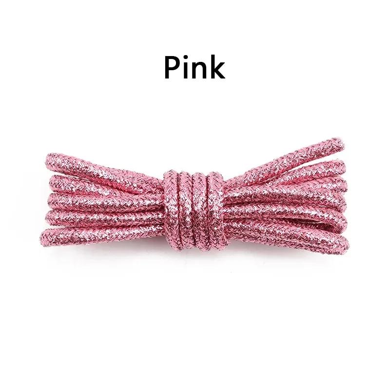 Fashion Color Flash Shoelaces Outdoor Sport Wear Resistant Circular Sports Shoelaces Metallic Luster Gold Silver Flat Shoe Laces