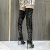 Fashion Elastic Over-the-knee High Boots Women Winter Sexy Black Heels Long Boot Nightclub Party Fetish Dance Shoes Ladies Large Size 50