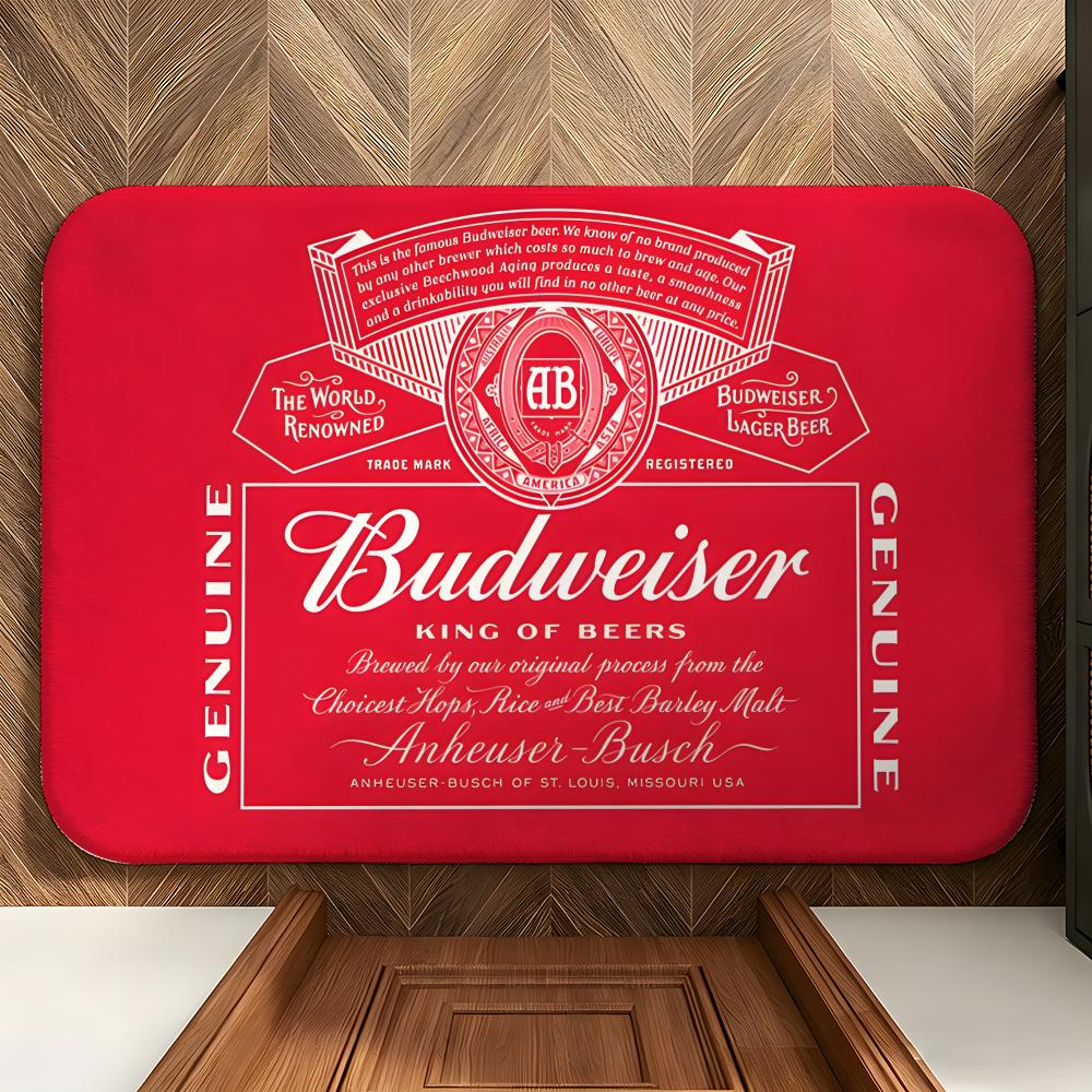 Beverage B-Budweiser Floor Mat Soft Flannel Entrance Door Mat Non Slip Absorbent Bathroom Bedroom Floor Rug