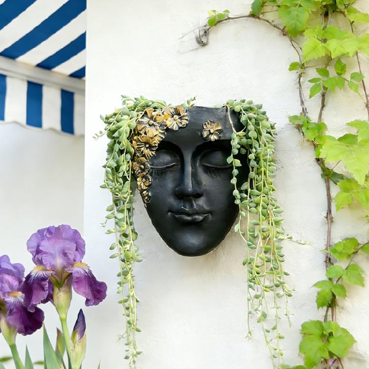 Artistic Face Shape Wall Planter Retros Human Profile Flowerpots Creative Plant Pot for Wall Decoration Balcony