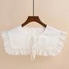 Korean Style Shirt Detachable Doll Fake Collar for Women Shoulder Wrap Hollow Out Floral Lace Ruffled Trim False Collar