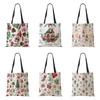 Christmas Santa Claus Harajuku Canvas Shopper Bag, Christmas Socks Gift, Reusable Shoulder Bag, Large Capacity Folding Tote Handbag