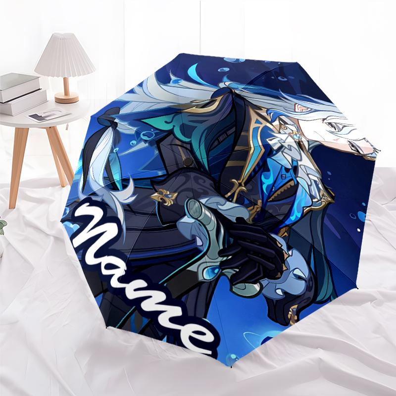 Personalized Name Genshin Impact Print Umbrella - Automatic Open/Close, Eight-Rib Durable Frame, Automatic Folding Umbrella