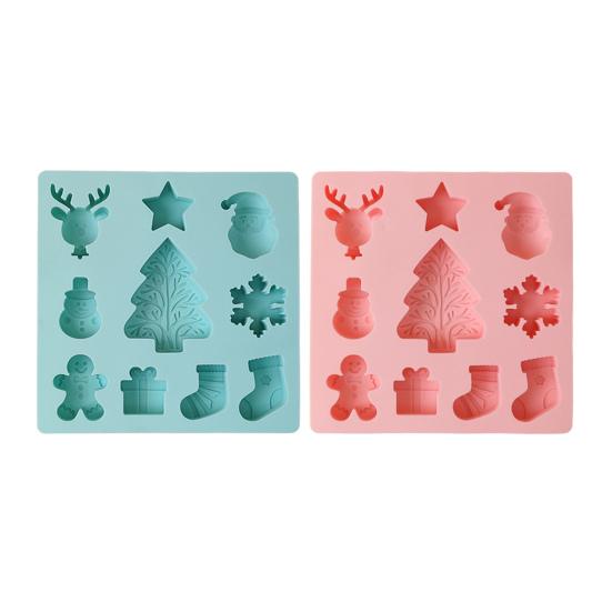 Christmas Silicone Mold Non-stick Food Grade Dishwasher Safe Easy Release DIY Santa Claus Snowman Reindeer Chocolate Candy Cake Fondant Cookies Mold