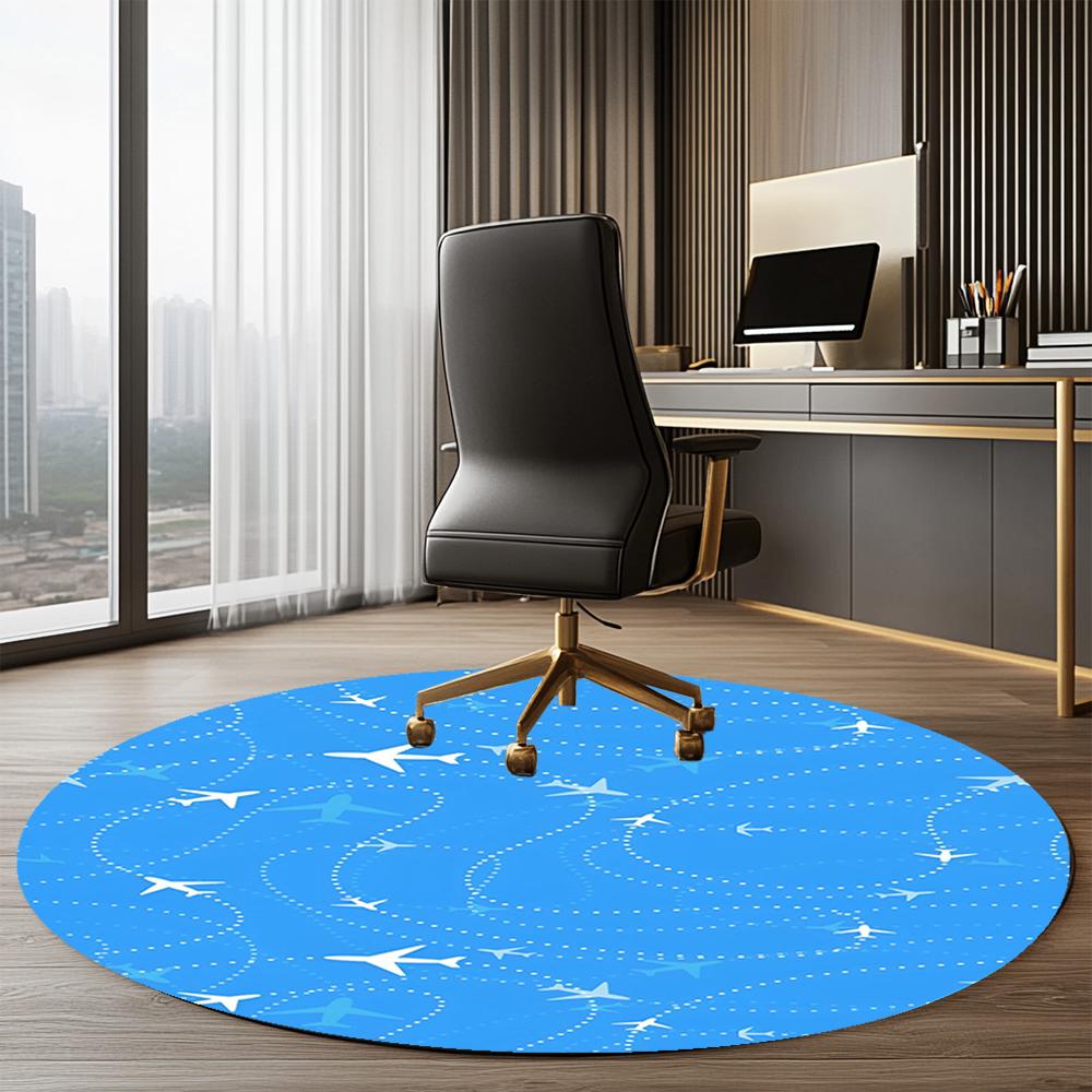 Airplane Printed Round Rug Carpet Chair Rug Area Rug Entryway Doormats,for Office Chair Living Room Bedroom Kitchen Room.