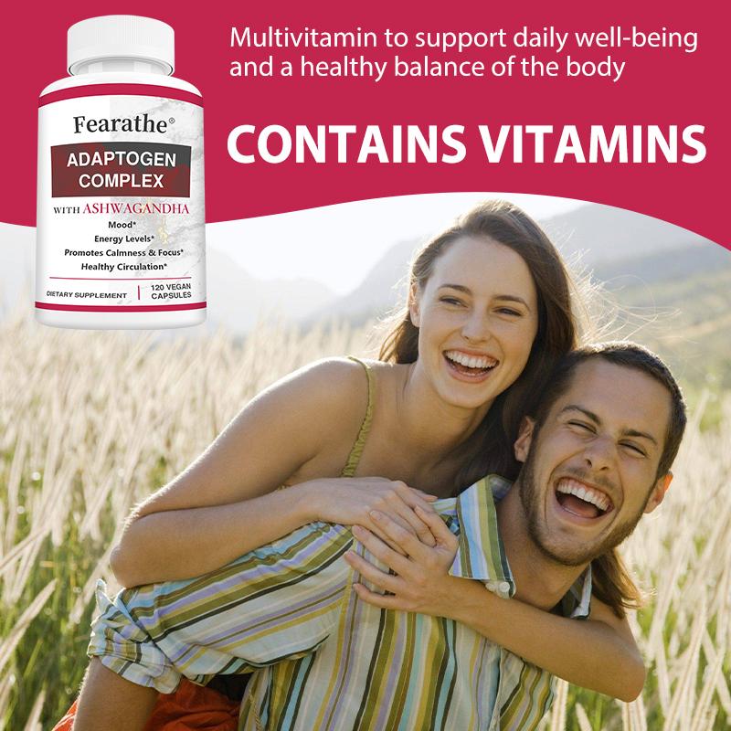Adaptogen Complex Capsules with Rhodiola Extract, 120 Vegan Capsules, Herbal Botanical Supplement