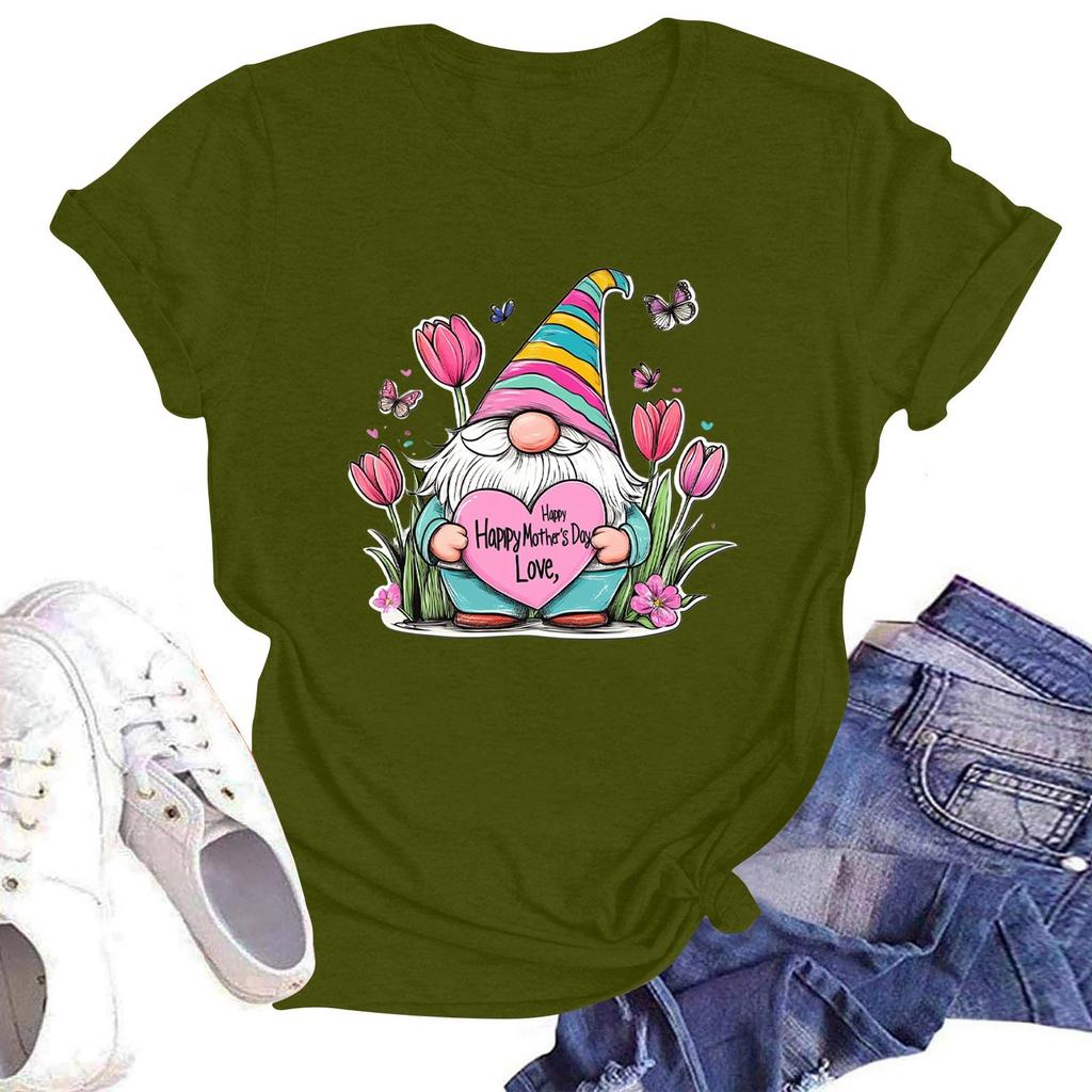 Женская повседневная футболка с круглым вырезом и короткими рукавами с принтом