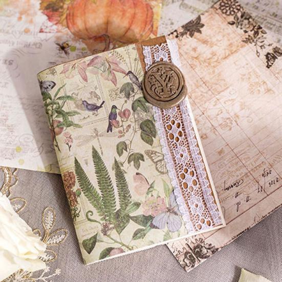 Scrapbooking Paper Vintage Style Ornamental Pattern Letters Printing Artistic Notebook Natural Journaling Paper Stationery Supplies