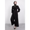 Wide Sash Wrapped Hijab Jumpsuit Black