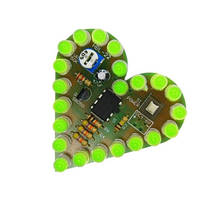 Beginner Friendly Heart Shaped Analog Circuit Practice Kit DIY Adjustable Breathing LED Effect For Electronic Learning